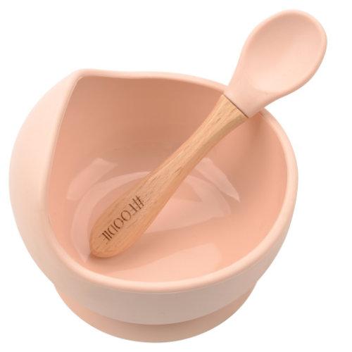 Silicone Bowl with Spoon Set - Nude